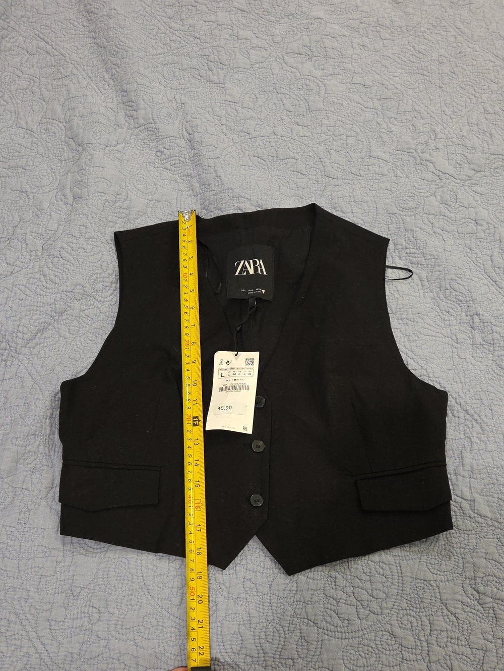 ZARA Black Cropped Tailored Button Vest Size L, New With Tag! - Picture 7 of 7